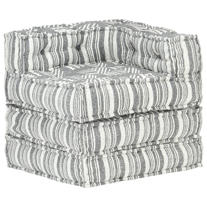 Modular Pouf Gray Striped Fabric