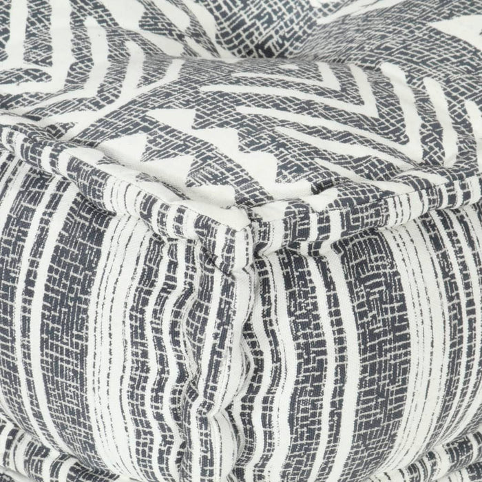 Modular Pouf Gray Striped Fabric