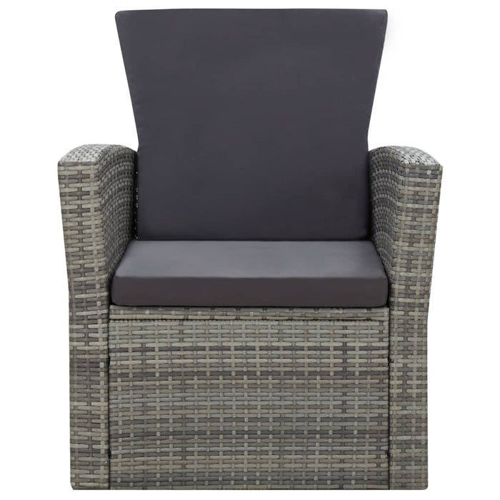 4-tlg. Garten-Lounge-Set mit Auflagen Poly Rattan Grau