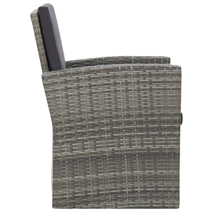 4-tlg. Garten-Lounge-Set mit Auflagen Poly Rattan Grau