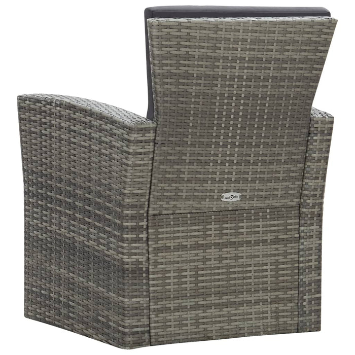 4-tlg. Garten-Lounge-Set mit Auflagen Poly Rattan Grau