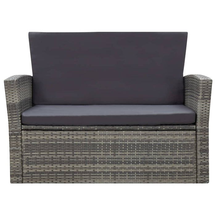 4-tlg. Garten-Lounge-Set mit Auflagen Poly Rattan Grau