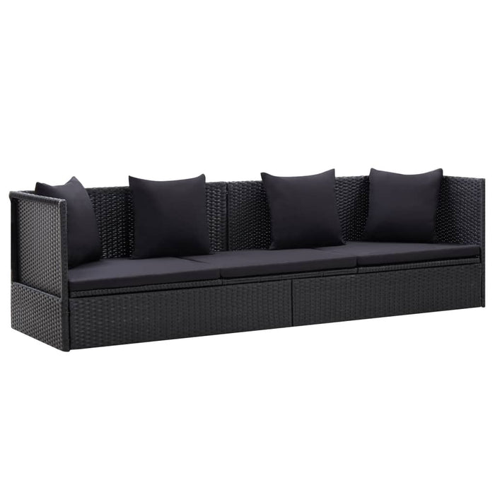 Garden sofa bed with cushions poly rattan black