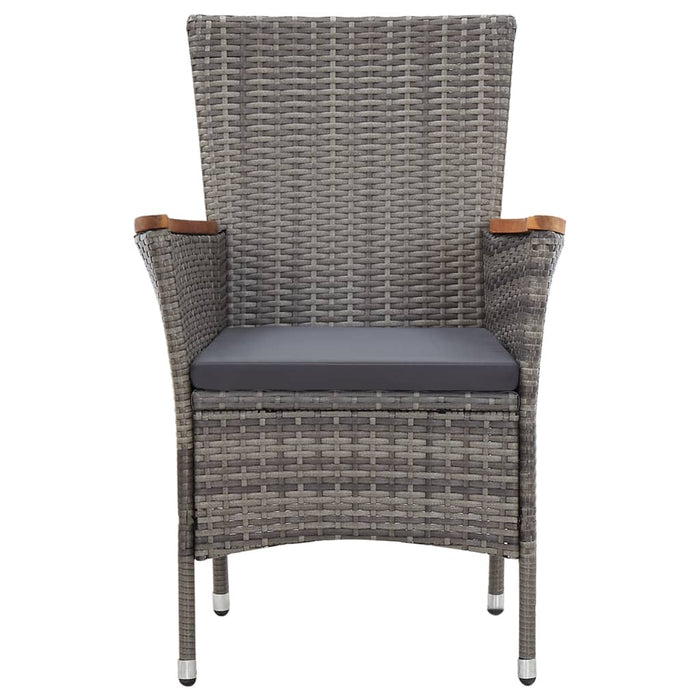 9-tlg. Garten-Essgruppe mit Kissen Poly Rattan Grau