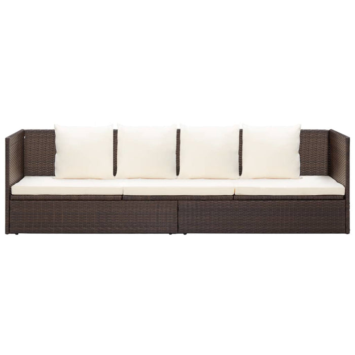 Garden sofa bed with cushions poly rattan brown