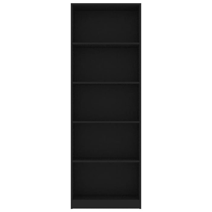 Bücherregal 5 Fächer Schwarz 60x24x175 cm Holzwerkstoff