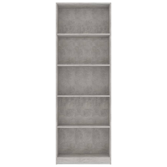Bücherregal 5 Fächer Betongrau 60x24x175 cm Holzwerkstoff