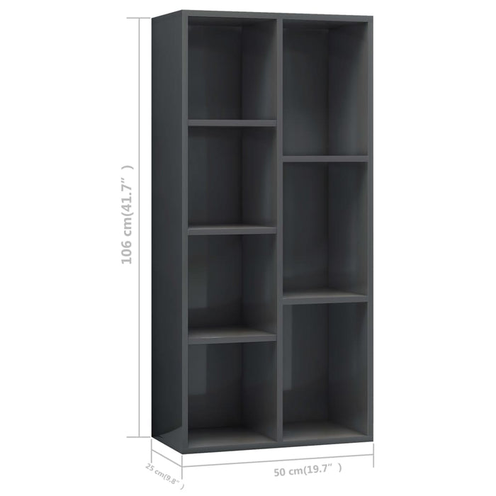 Bücherregal Hochglanz-Grau 50x25x106 cm Holzwerkstoff