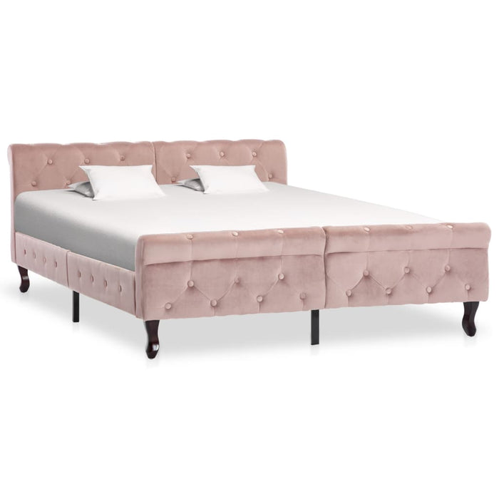 Bed frame pink velvet 140x200 cm