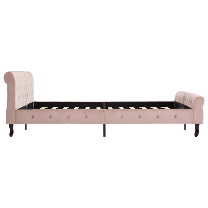 Bed frame pink velvet 160x200 cm