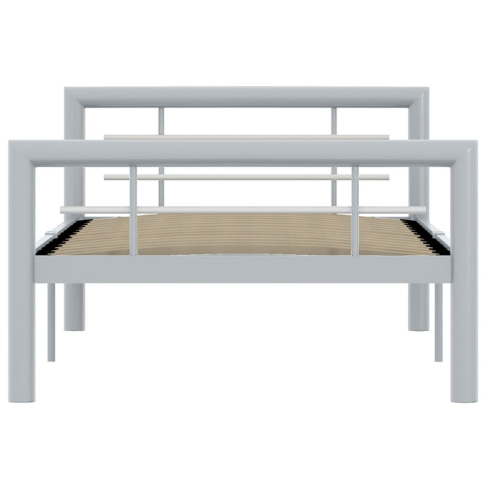 Bettgestell Grau und Weiß Metall 90×200 cm