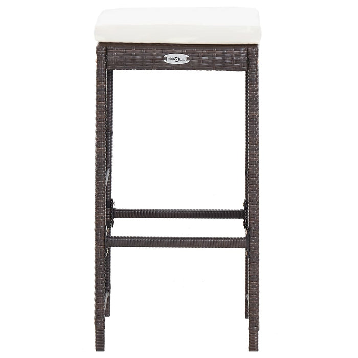 7-tlg. Gartenbar-Set mit Auflagen Poly Rattan Braun