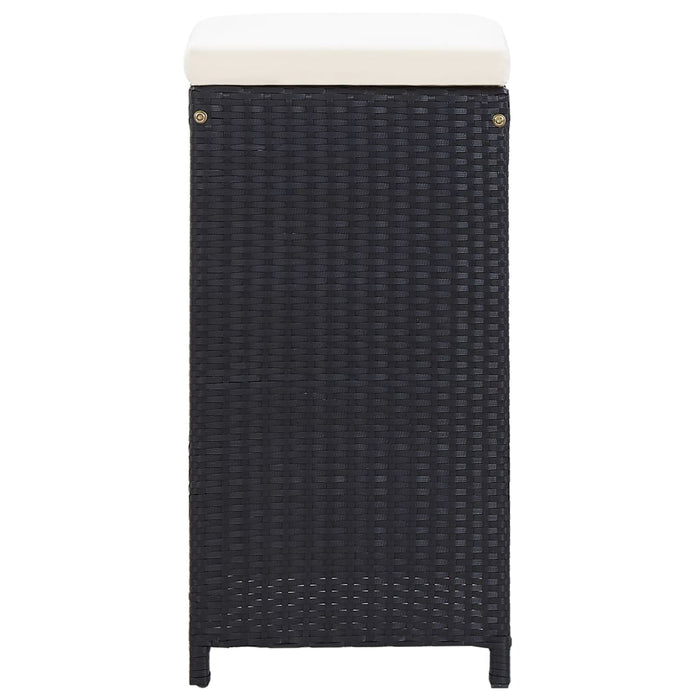 7-tlg. Gartenbar-Set mit Auflagen Poly Rattan Schwarz