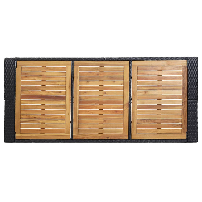 7-tlg. Gartenbar-Set mit Auflagen Poly Rattan Schwarz