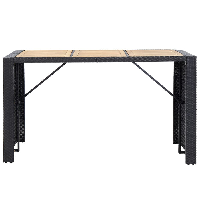 7-tlg. Gartenbar-Set mit Auflagen Poly Rattan Schwarz