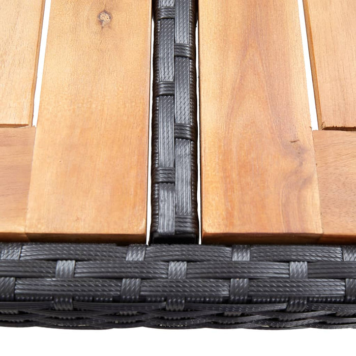 7-tlg. Gartenbar-Set mit Auflagen Poly Rattan Schwarz