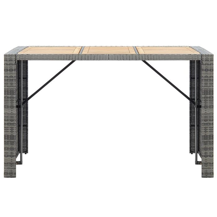 7-tlg. Gartenbar-Set mit Auflagen Poly Rattan Grau