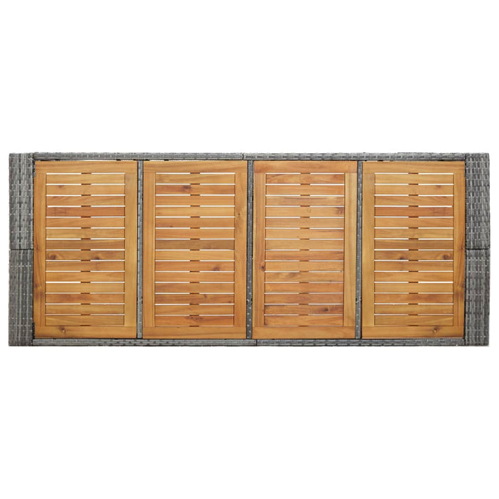 9-tlg. Garten-Bar-Set Poly Rattan und Akazienholz Grau