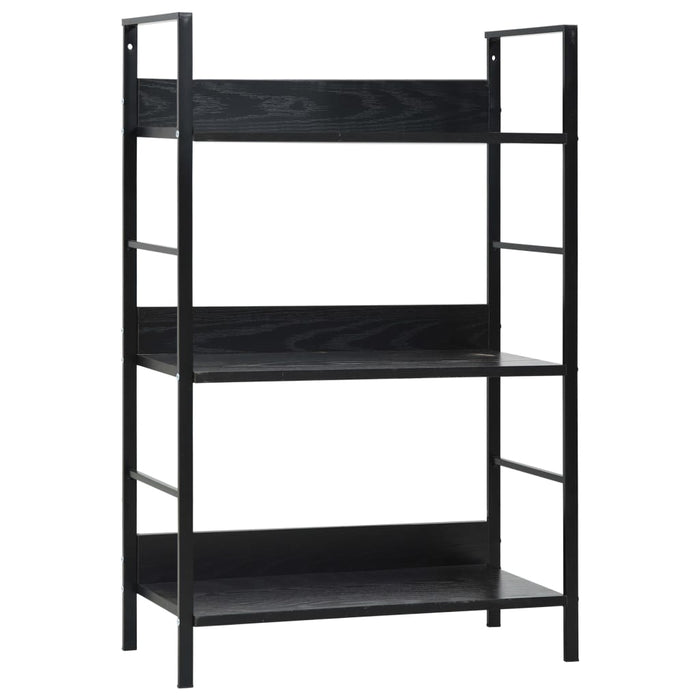 Bookcase 3 shelves black 60×27.6×90.5 cm wood material