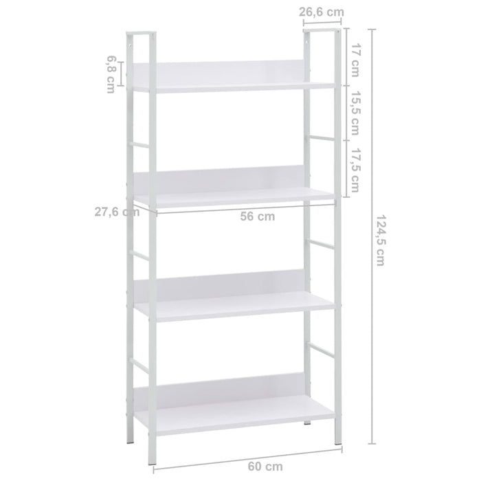 Bookcase 4 shelves white 60×27.6×124.5 cm wood material