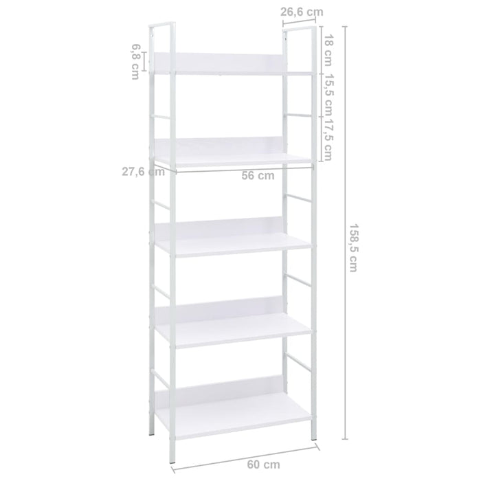 Bookcase 5 shelves white 60x27.6x158.5 cm made of wood