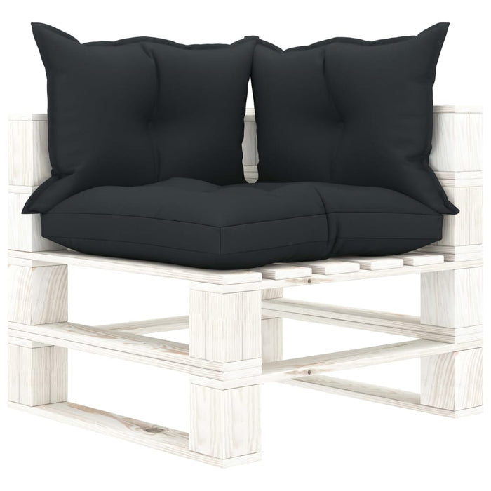 Garten-Paletten-Ecksofa mit Kissen in Anthrazit Holz