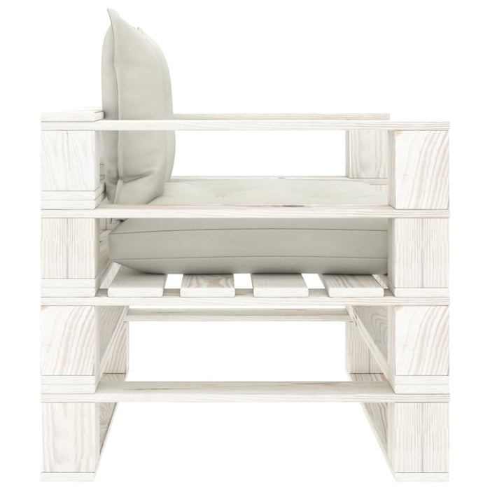 Garten-Palettensofa mit Kissen in Beige Holz