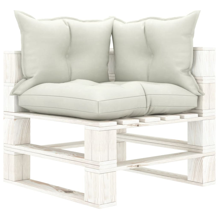 Garten-Palettensofa 2-Sitzer mit Kissen in Beige Holz