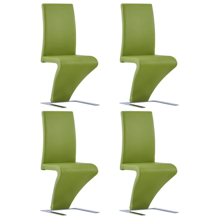 Esszimmerstühle in Zick-Zack-Form 4 Stk. Grün Kunstleder