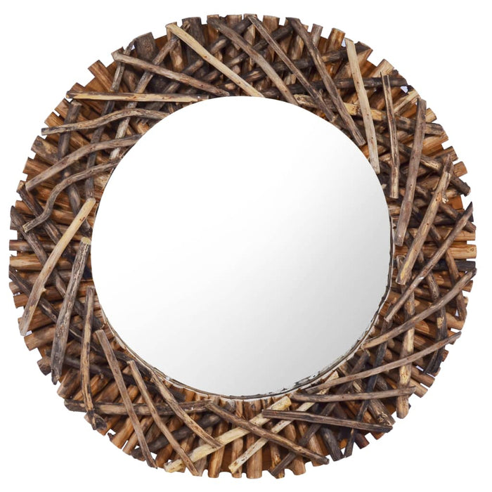 Wandspiegel 60 cm Teak Rund