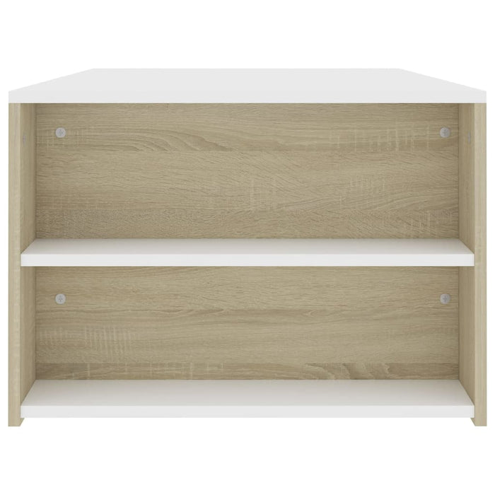 Couchtisch Weiß und Sonoma-Eiche 100x60x42 cm Holzwerkstoff