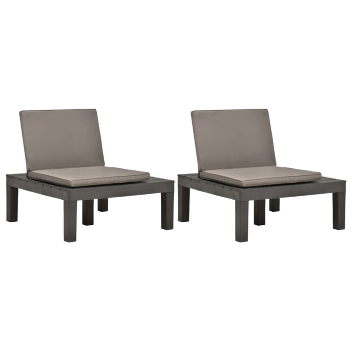 Garden chairs with cushions, 2 pieces. Plastic anthracite