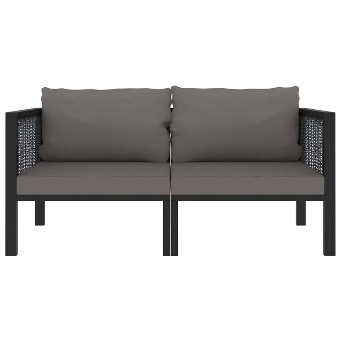 2-Sitzer-Sofa mit Auflage Anthrazit Poly Rattan
