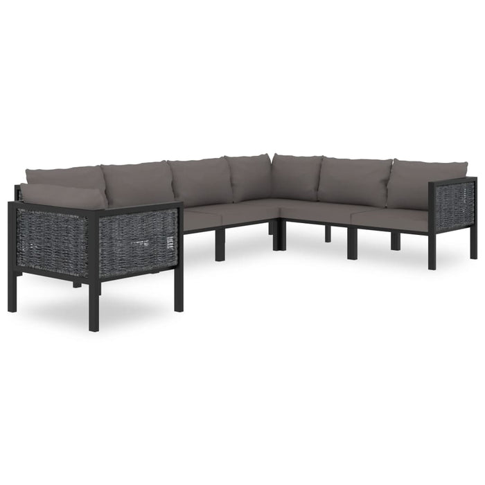7-tlg. Garten-Lounge-Set mit Auflagen Poly Rattan Anthrazit