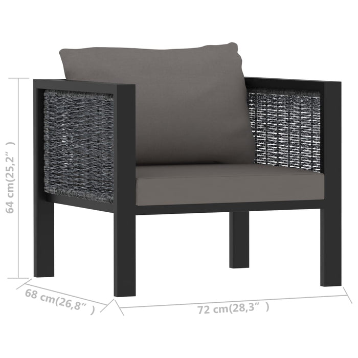7-tlg. Garten-Lounge-Set mit Auflagen Poly Rattan Anthrazit