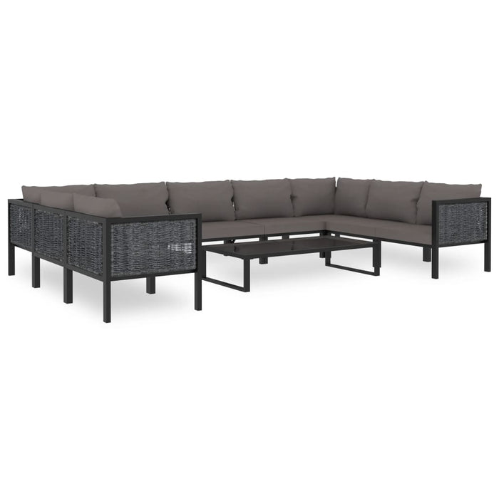 10 pcs. Garden lounge set with cushions poly rattan anthracite