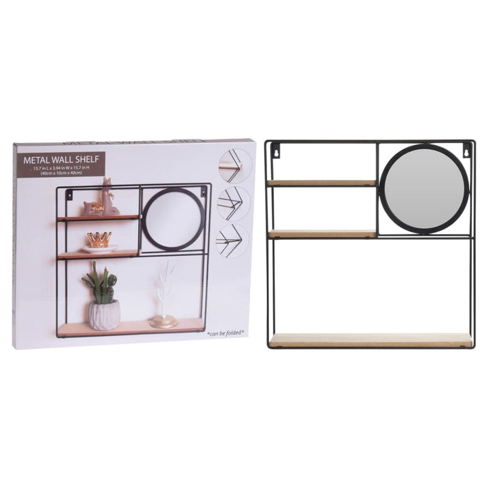 H&amp;S Collection wall shelf with mirror 40x10x40 cm