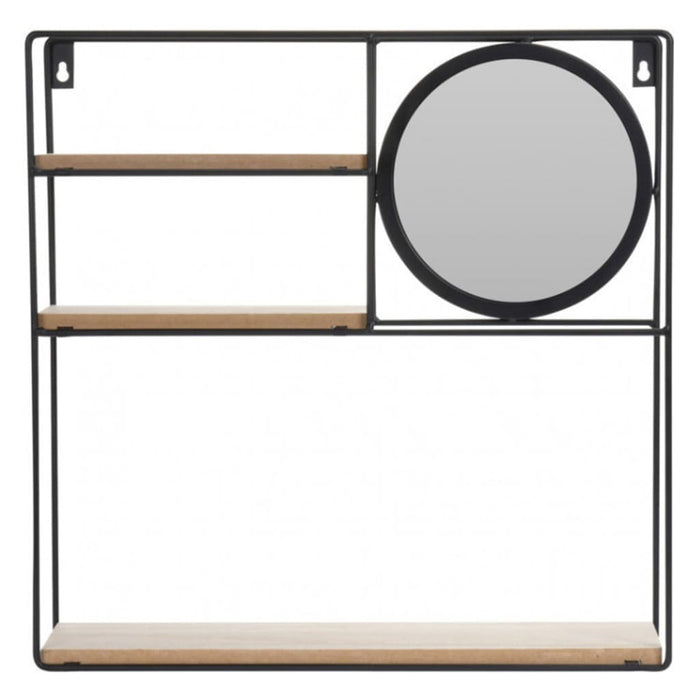 H&amp;S Collection wall shelf with mirror 40x10x40 cm