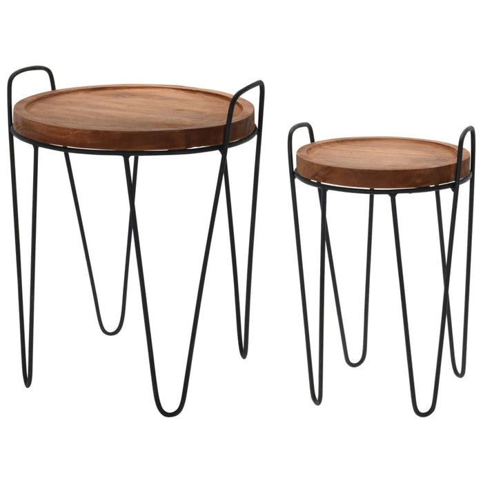 H&S Collection 2-tlg. Beistelltisch-Set Rund Teak