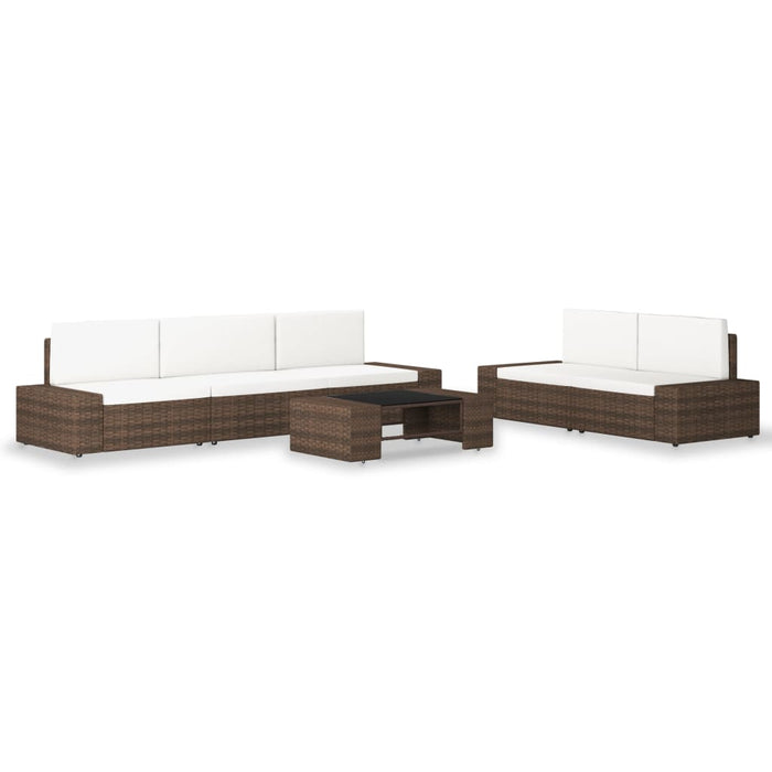 6-tlg. Garten-Lounge-Set Poly Rattan Braun