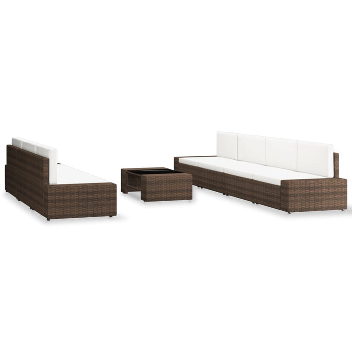 8-tlg. Garten-Lounge-Set Poly Rattan Braun