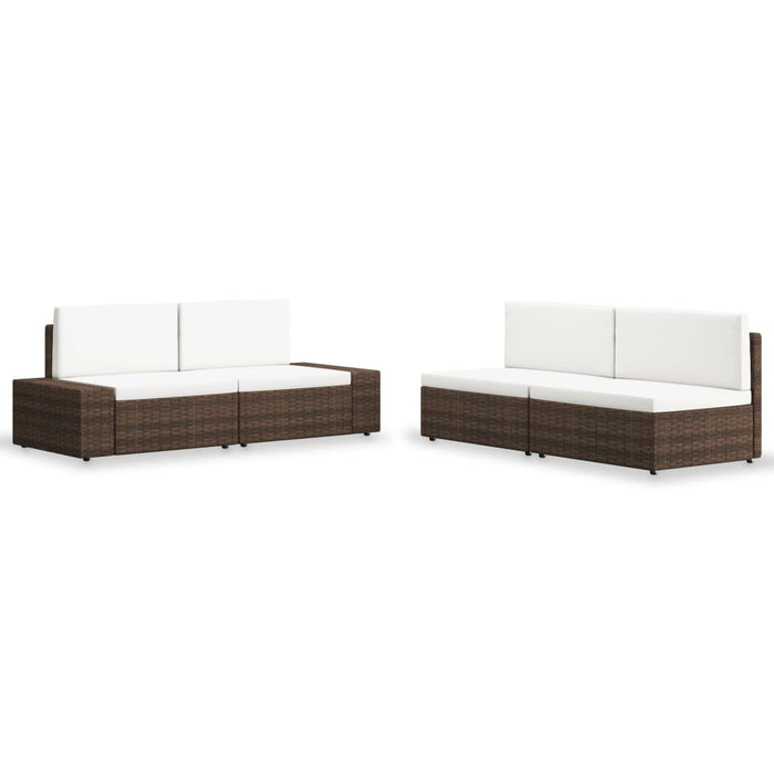 4-tlg. Garten-Lounge-Set Poly Rattan Braun