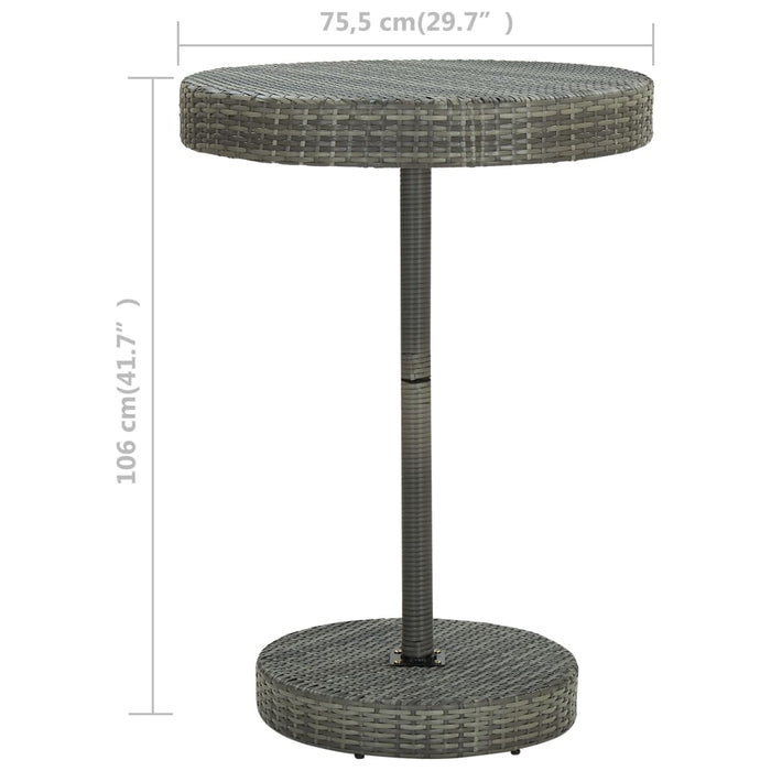 Garden table gray 75.5x106 cm poly rattan