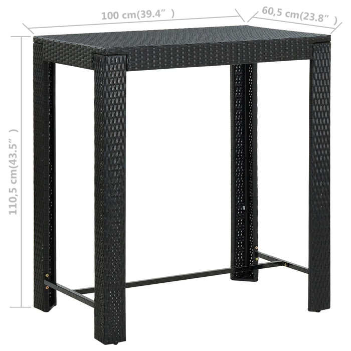 Garden bar table black 100x60.5x110.5 cm poly rattan