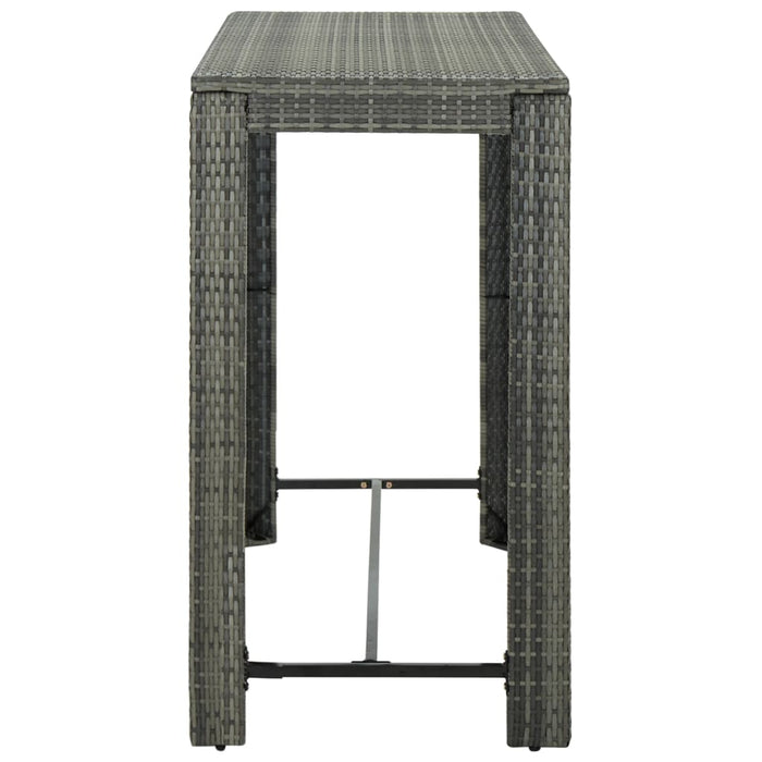 Garden bar table gray 140.5x60.5x110.5 cm poly rattan