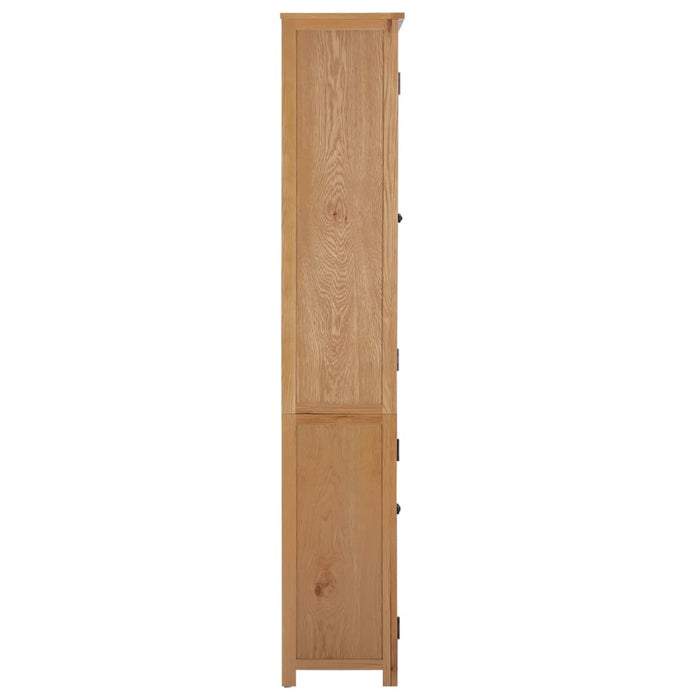 Bookcase with 4 doors 90x35x200 cm solid oak wood &amp; glass