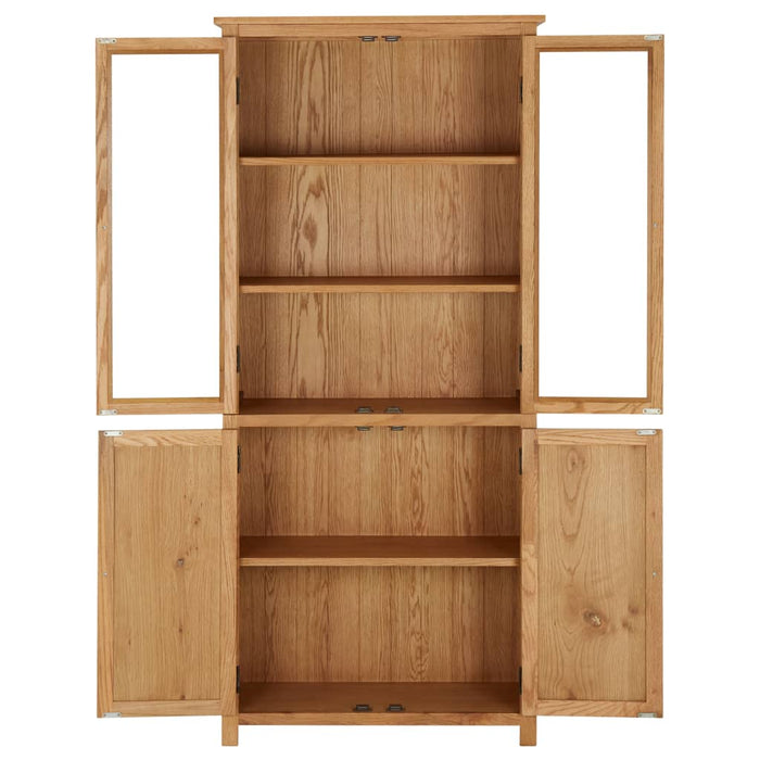 Bookcase with 4 doors 80x35x180 cm solid oak wood &amp; glass