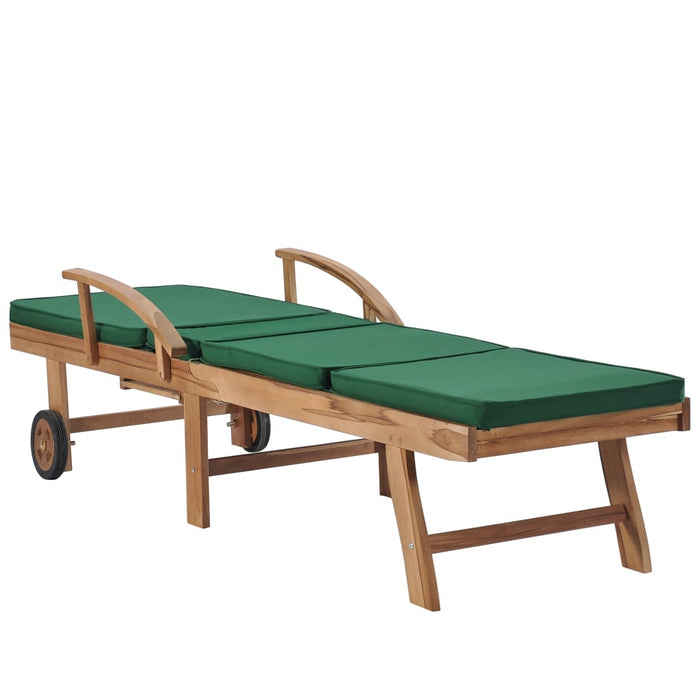 Sun loungers with cushions 2 pieces. Solid teak green