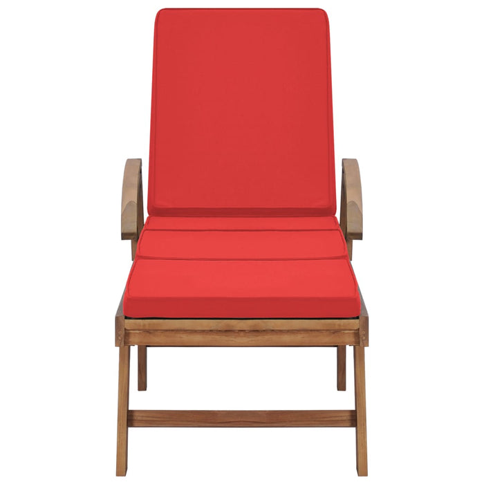 Sonnenliegen mit Auflagen 2 Stk. Massivholz Teak Rot