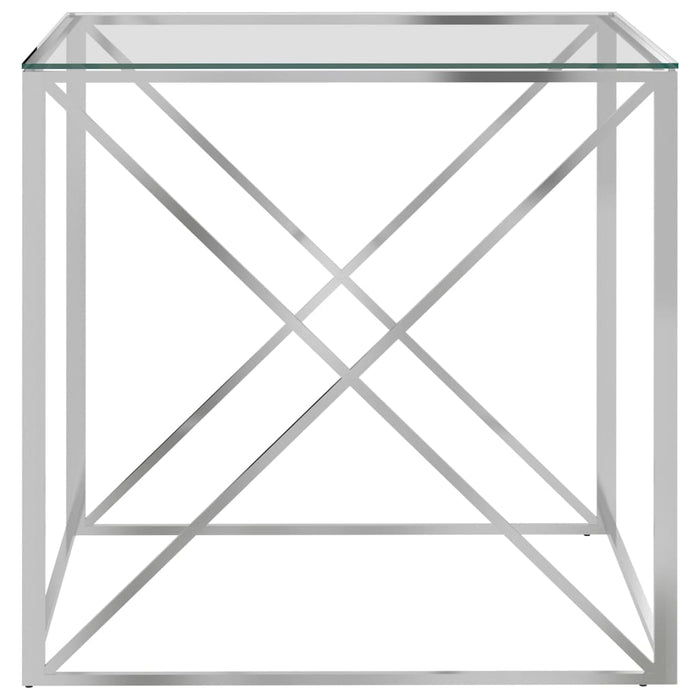Couchtisch Silbern 55x55x55 cm Edelstahl und Glas